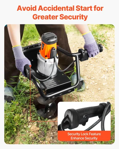 Miniatura 6 de VEVOR Excavadora eléctrica de agujeros para postes, broca de taladro de 5.71 pulgadas con potente motor de 1500 W, broca de taladro de tierra