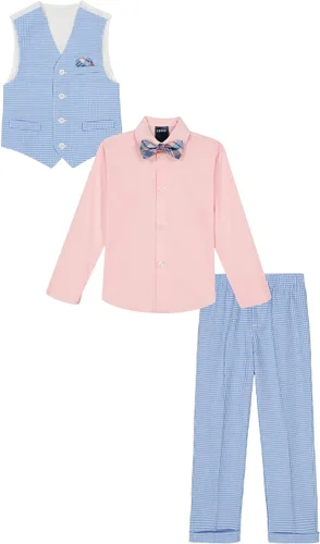 Miniatura 2 de IZOD Conjunto de 4 piezas para niños con camisa de vestir con cuello, corbata, chaleco y pantalones