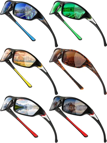 Frienda Paquete de 6 Lentes de Sol Polarizados para Deportes para Hombre, Multipack, Se Ajustan sobre Lentes, Paquete de Lote, Set de Lentes de