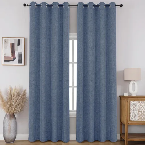 Miniatura 13 de CUCRAF - Juego de 2 paneles de cortinas de ventana con oscurecimiento total del 100%, de 54 pulgadas de largo, con aspecto de lino falso, cortinas