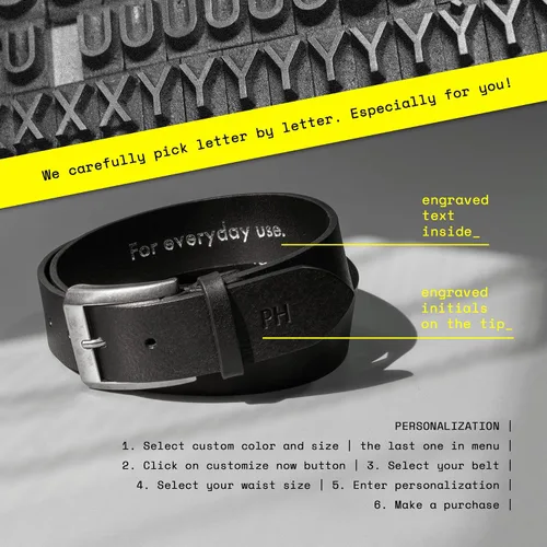 Miniatura 5 de HoffeBelts Cinturón de cuero de grano completo hecho a mano para hombre, estilo casual, cinturón de cuero personalizado en caja de regalo