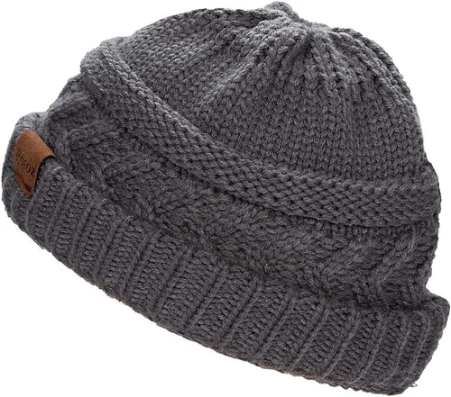 Miniatura 3 de Rosoz Gorro de cola de caballo para mujer, gorro cálido de invierno, suave, elástico, de punto trenzado, para moño alto
