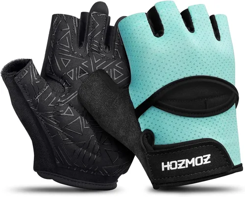 Miniatura 9 de HOZMOZ Guantes ventilados para levantamiento de pesas, guantes de gimnasio gruesos y acolchados con protección completa de la palma, agarre