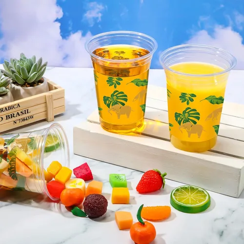 Miniatura 5 de Jinei 60 tazas doradas de plástico desechables de 16 onzas con temática de safari dorado para fiestas temáticas de safari dorado, a granel para dos