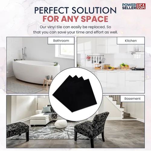 Miniatura 6 de PowerSellerUSA Azulejos de vinilo autoadhesivos, 12 x 12 pulgadas con 0.047 in de grosor, 20 unidades de diseño contemporáneo, azulejos cuadrados