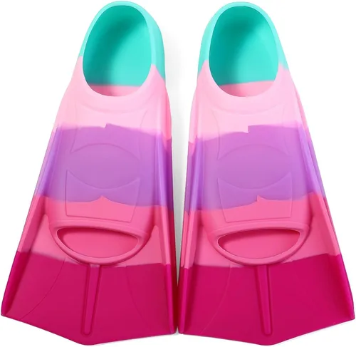 Miniatura 13 de Aletas de natación para niños, aletas cortas para niños y jóvenes, aletas de natación para entrenamiento de natación para niños, niñas, niños