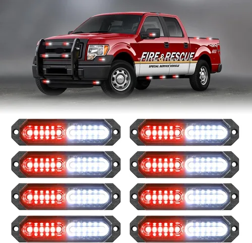 Miniatura 13 de HLauto 1200T Luces de rejilla estroboscópicas de emergencia: 8 piezas 12 LED con función de sincronización, luces de advertencia de seguridad