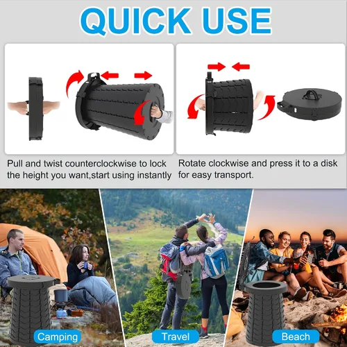 Miniatura 5 de ALEVMOOM Inodoro portátil XXL, 19.7 pulgadas de alto, más alto, plegable, plegable, con tapa, correa, bolsa, ajustable para campamento, senderismo