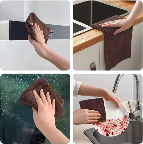 Miniatura 7 de Repasador Sinland Absorbent Microfiber Dish Cloth Kitchen Streak Free Cleaning Cloth Dish Rags Lens Cloths 12 pulgadas x 12 pulgadas Pack de 12