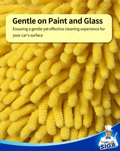 Miniatura 4 de MR.SIGA Manoplas de microfibra suave de chenilla para lavado de coche, paquete de 2, azul y amarillo