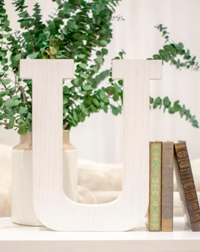 Miniatura 19 de BARNWOODUSA LLC Letras rústicas grandes del alfabeto, monograma de madera de pie para decoración de mantel y chimenea, bloques decorativos de letras
