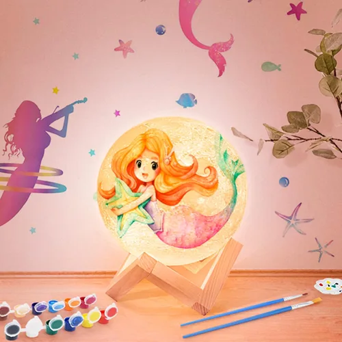 Miniatura 2 de Minleway Kit Recargable de Pintura para Hacer tu Propia Lámpara de Luna de 7.1 Pulgadas con 16 Colores, Kit de Artes y Manualidades para Hacer Luces