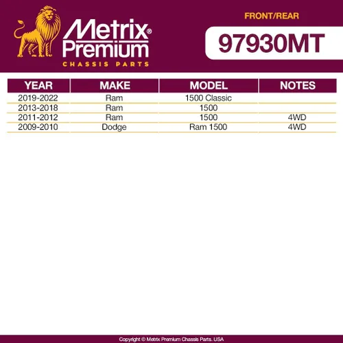 Miniatura 2 de Metrix Premium Chassis Parts - Juego de 4 eslabones estabilizadores de barra estabilizadora delantera y trasera para Ram 1500 Classic 19-22, 13-18