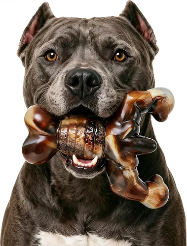 MOXIKIA Juguetes masticables para perros para masticadores agresivos casi indestructibles, sabor a tocino, juguetes de hueso de perro resistentes