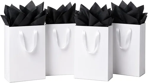 Miniatura 14 de 10 bolsas de regalo con papel de seda de 8 x 4 x 11 pulgadas. Kraft 8