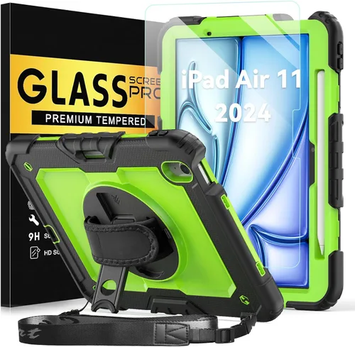 Miniatura 28 de BLOSOMEET Funda para iPad Air de 11 pulgadas M3 2025 y M2 2024 con protector de pantalla de vidrio templado y soporte para lápiz, funda para iPad
