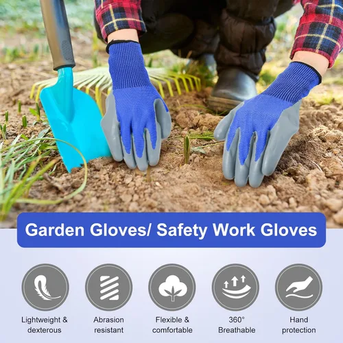 Miniatura 4 de Jexine 50 pares de guantes de trabajo de jardinería a granel para hombres y mujeres, guantes de trabajo al aire libre con revestimiento de goma