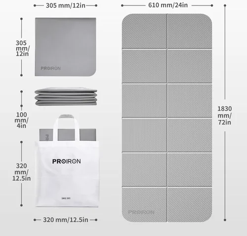 Miniatura 6 de PROIRON Esterilla de Yoga Plegable 0.24"/0.16" para Entrenamiento en Casa y Viajes, Esterillas de Yoga de Viaje Antideslizantes con Bolsa