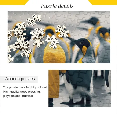 Miniatura 2 de Rompecabezas de pingüinos, material compuesto de madera de papel Zcon bolsa de almacenamiento e imagen de referencia fácil de resolver 500/1000