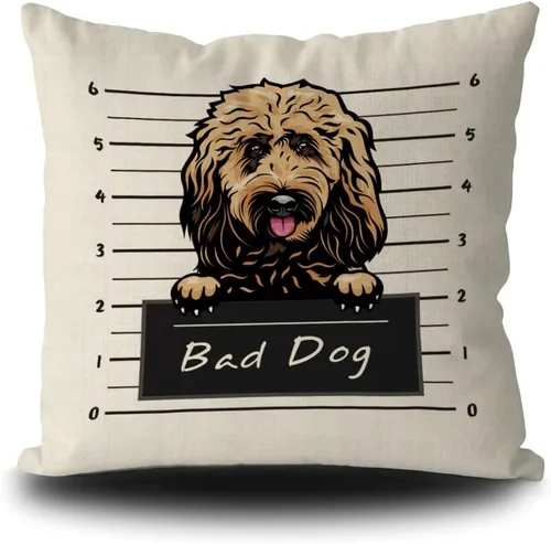 Miniatura 13 de Fundas de almohada de perro pastor alemán de 16 x 16 pulgadas, decoración de animales de perro malo, fundas de almohada de lino para sofá