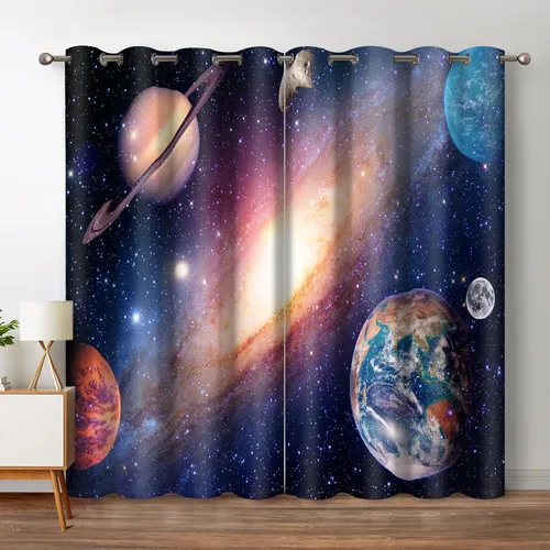 Miniatura 28 de Jekeno - Cortinas opacas de cine para dormitorio, sala de estar, carrete de película con estampado rojo y negro, con ojales, juego de 2 paneles, 52