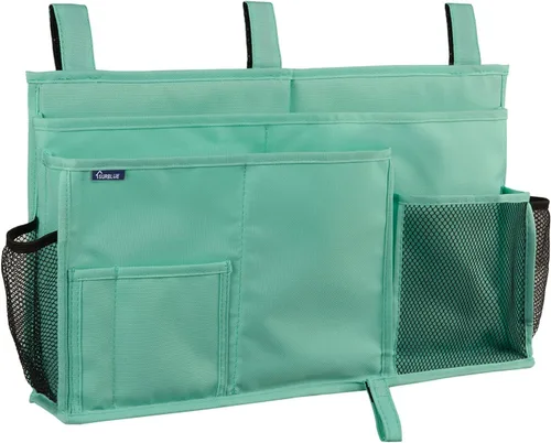 Miniatura 42 de Surblue Caddy Organizador colgante, Bolsa de almacenamiento para cabecera para literas y camas de hospital, Azul Turquesa, L R-Teal