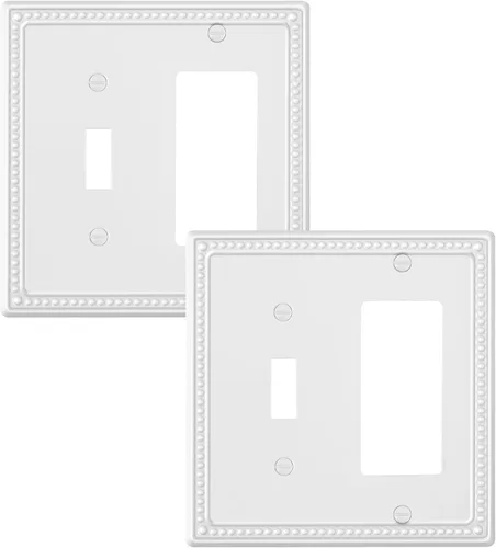 Miniatura 90 de Paquete de 4 placas de cubierta para interruptor de luz de palanca individual, cubiertas decorativas de perlas, placa de pared de metal almendra