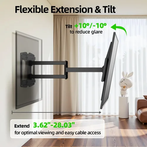 Miniatura 2 de USX MOUNT Diseño deslizante de 8 pulgadas/soporte de pared de movimiento completo resistente para televisores de 32 a 120 pulgadas, soporte de brazo