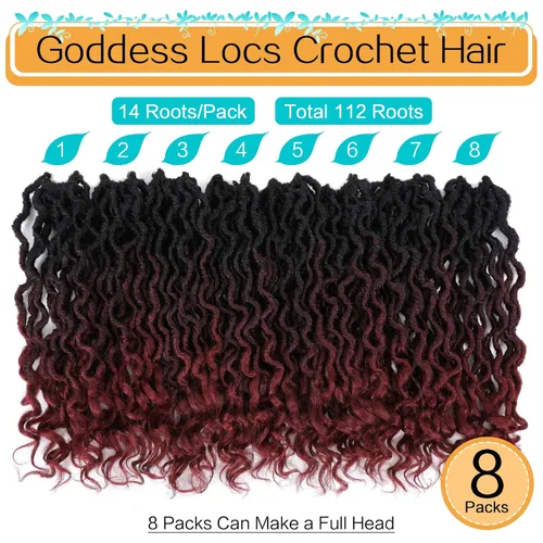 Miniatura 2 de Karida Goddess Locs Cabello de Ganchillo 12 Pulgadas, 8 Paquetes Faux Locs Cabello de Ganchillo Para Mujeres Negras, Cabello de Ganchillo 1B/99j/530#