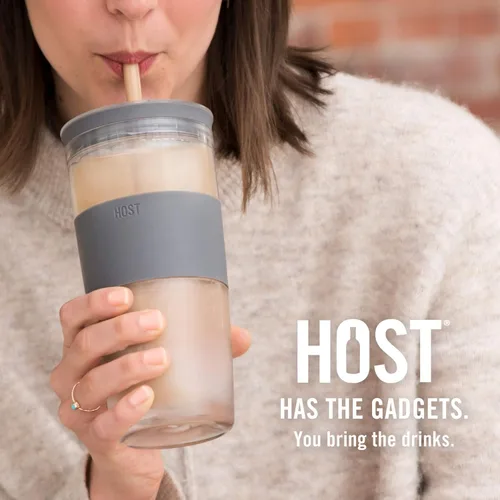 Miniatura 5 de HOST Vaso enfriador de bebidas congelables con aislamiento de doble pared con vasos de gel de congelación para vino tinto y blanco, popote y tapa
