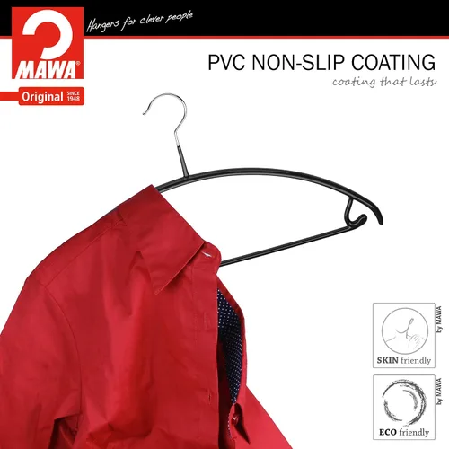 Miniatura 2 de MAWA Reston Lloyd Euro Series - Percha antideslizante con barra y ganchos para pantalones y faldas, estilo 42/U, juego de 2, color negro