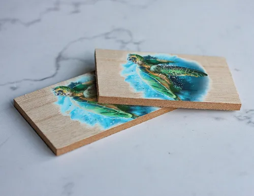 Miniatura 2 de Tortuga Bay Beach Ecuador Beach Souvenir 2" x 3" Wooden Fridge Magnet Turtle Design Single