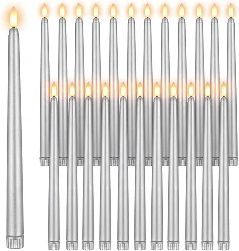 Miniatura 9 de Macarrie 24 Paquetes de Velas Cónicas Sin Llama Operadas con Batería Falsas de 11 Pulgadas de Largo Luz de Vela LED Sin Llama Parpadeantes Cónicas