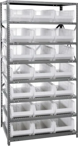 Miniatura 371 de Quantum QSBU-245BK Heavy Duty Shelving Unit with (7) Shelves and (24) QUS245 Black Bins for Garage Warehouse Storage Distribution 400 lb Load