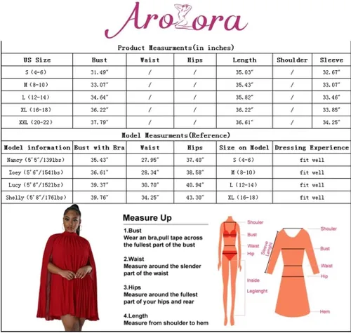 Miniatura 2 de Aro Lora Vestido corto de gasa para mujer, estilo casual, elegante, cuello alto, plisado, holgado, acampanado