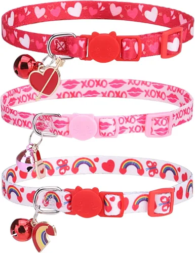Miniatura 14 de Collares Navideños Separables para Gatos con Campana y Bonitos Colgantes - Paquete de 3 Collares de Seguridad Ajustables para Gatitos - Collar