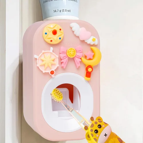 Miniatura 18 de Dispensador automático de pasta de dientes y soportes para pasta de dientes y taza montada en pared, juego de 3 piezas, montado en pared para baño