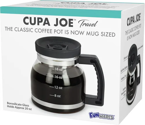 Miniatura 8 de Taza de café Cupa Joe – Taza de comedor de vidrio borosilicato de 20 onzas con tapa a prueba de derrames – Divertido regalo novedoso