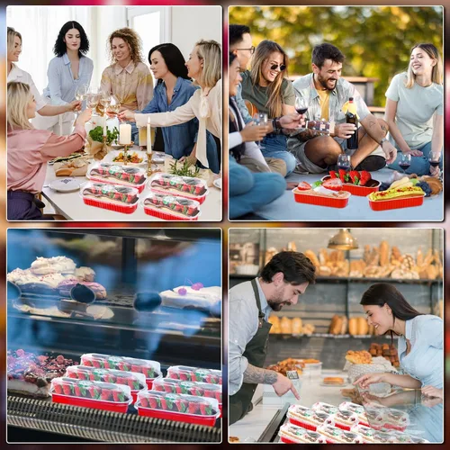Miniatura 6 de Paquete de 100 mini moldes para pan de Navidad con tapas, mini moldes para pasteles con tapas y cucharas, moldes de papel de aluminio de 6.8 onzas