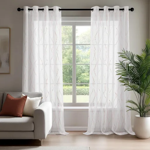 Miniatura 2 de Deconovo Cortinas de impresión de lámina de aluminio con certificación Oeko-TEX 2 paneles, cortinas elegantes con ojales en la parte superior