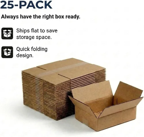 Miniatura 6 de BOX USA 1293 Caja plana de cartón corrugado 12 pulgadas de largo x 9 pulgadas de ancho x 3 pulgadas de alto, kraft, para envío, embalaje y mudanza