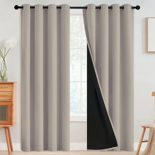 Miniatura 25 de SimpleHome - Cortinas opacas 100% para recámara, cortinas de ventana con ojales beige, con aislamiento térmico, cortinas de oscurecimiento