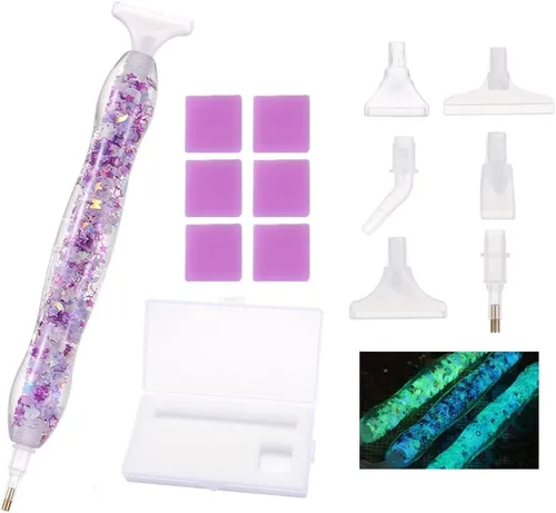 Miniatura 12 de FOVIUPET Juego de 21 bolígrafos de taladro de arte de pintura de diamantes, herramientas de bolígrafo de taladro puntual 5D de resina luminosa