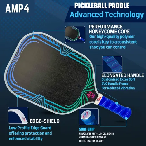 Miniatura 2 de 4Joy Pickleball Paddle Serie Amp4 – T700 de fibra de carbono Pickleball sin palas – Raquetas profesionales de pickleball para mujeres y hombres