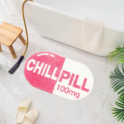 Miniatura 9 de UKELER ELER - Bonita alfombra de baño Chill Pill, azul, absorbente, antideslizante, lavable, suave, lanuda alfombra de ducha de 27.5 x 15.5 pulgadas
