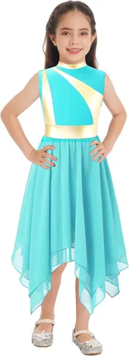 Miniatura 118 de CHICTRY Vestido de baile lírico sin mangas asimétrico para niñas, disfraz de adoración litúrgica contemporánea