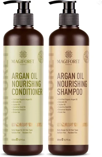 MagiForet - Acondicionador para cabello y champú, acondicionador de aceite de argán, acondicionador natural para cabello seco y dañado (nuevos