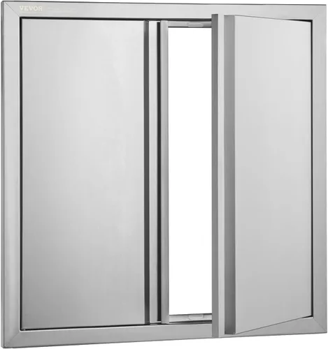 Miniatura 9 de VEVOR Puerta de acceso para barbacoa de 24 x 24 pulgadas, puerta doble para barbacoa de acero inoxidable con mango empotrado, puertas de cocina al
