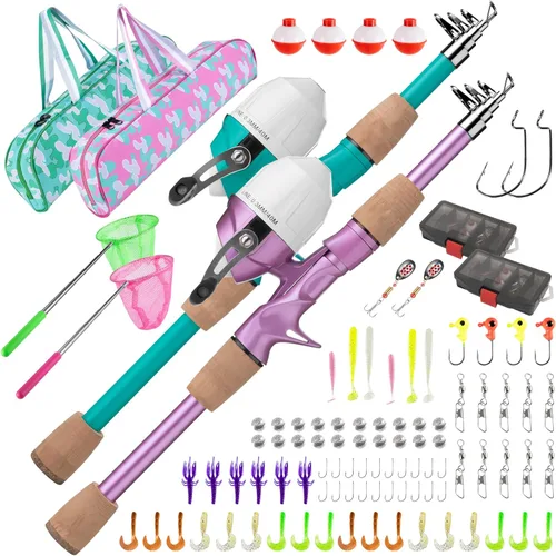 Miniatura 8 de WIDDEN Caña de Pescar para Niños, Cañas de Pescar Telescópicas Portátiles para Niños y Niñas, Kit Combinado de Caña de Pescar y Carrete con Caja