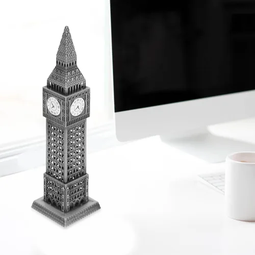 Miniatura 7 de HOMSFOU Big Ben Modelo Arquitectura Escultura Aleación Modelo de Edificio Ornamento para Decoración del Hogar Mesa Pantalla 7.08 Pulgadas Londres